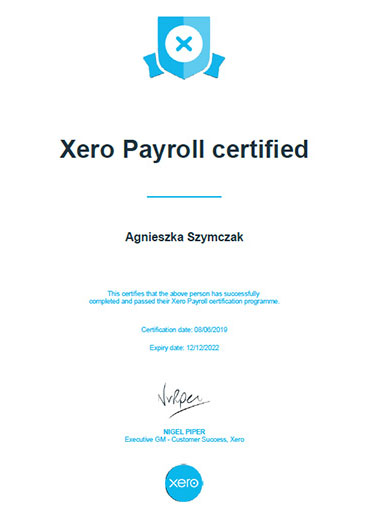 Xero Payroll Certificate 2022