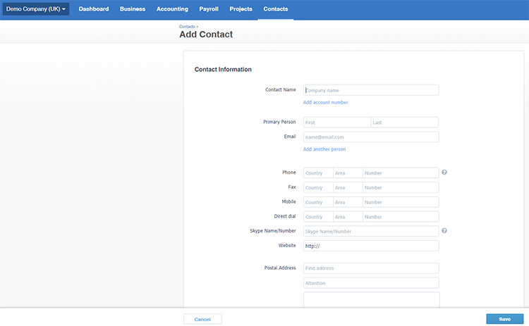 Adding Contacts in Xero Accounting Software