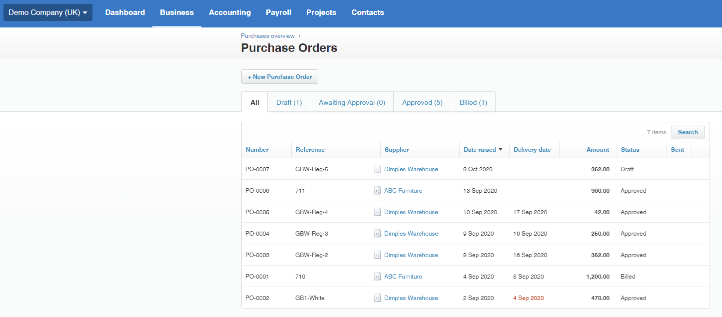 Creating Purchase Orders with Xero Accounting Software
